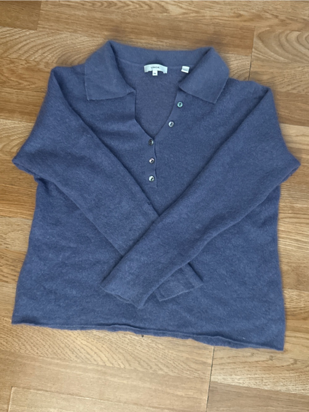 Vince Cashmere Polo Sweater V-Neck Pearl Button Lavander Size XXL